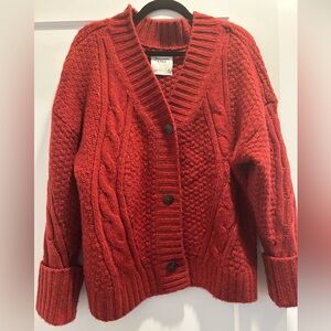 Abercrombie & Fitch Red Cable Knit Sweater